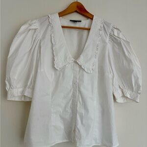 INC International Concepts White Blouse with Puff Sleeves